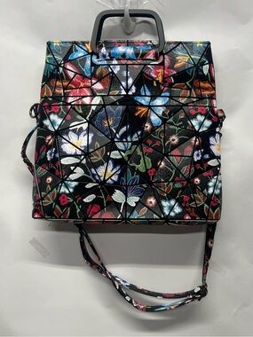 Emilio Pepe Italy Floral Geometric Fold Over Crossbody Purse